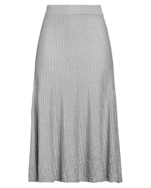 Elisabetta Franchi Gray Midi Skirt Viscose, Metal