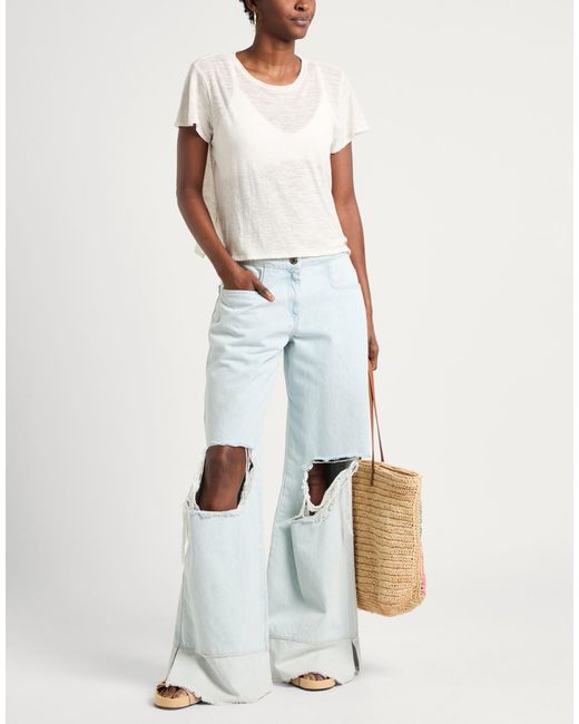 Tom Ford White Cream T-Shirt Cotton, Polyester