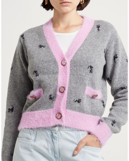 Gcds Gray Cardigan Wool, Polyamide