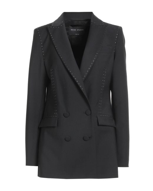 HEBE STUDIO Black Blazer Wool, Polyester, Elastane