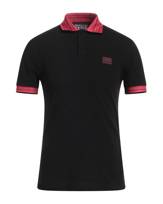 Versace Black Polo Shirt Cotton, Polyester for men