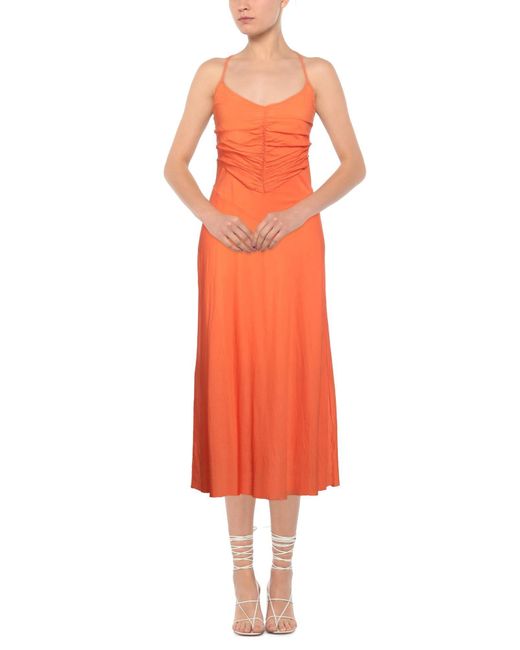 European Culture Orange Midi Dress