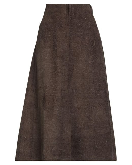 Boboutic Brown Midi Skirt Viscose, Linen, Polyamide, Silk, Cotton