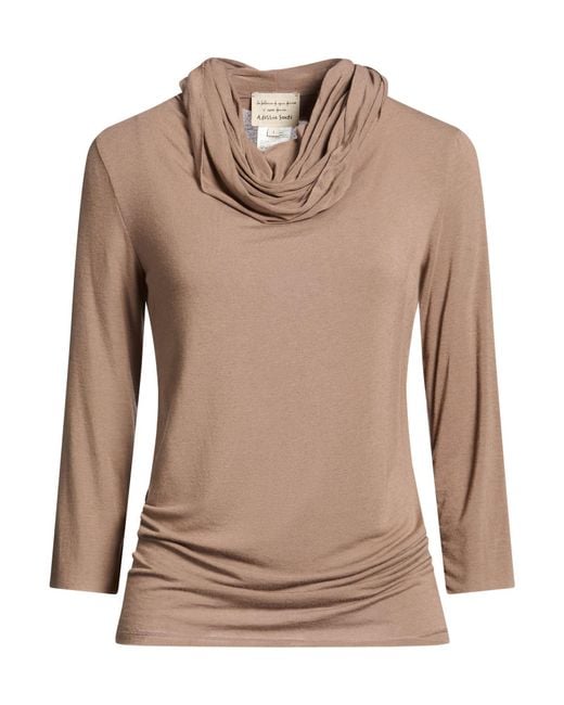 ALESSIA SANTI Brown T-Shirt Viscose, Polyamide, Cashmere, Elastane