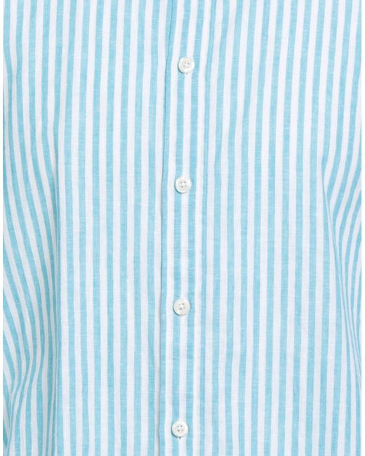 BASTONCINO Blue Shirt Linen, Cotton for men