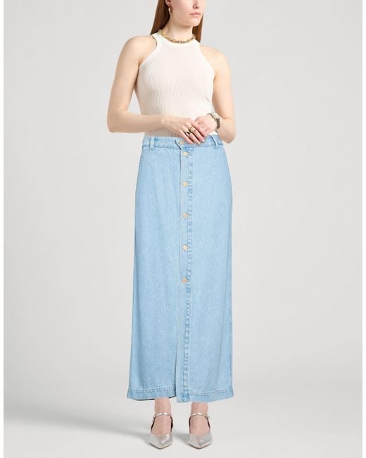 7 For All Mankind Blue Denim Skirt Lyocell