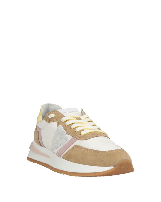 Philippe Model White Sneakers Leather, Textile Fibers
