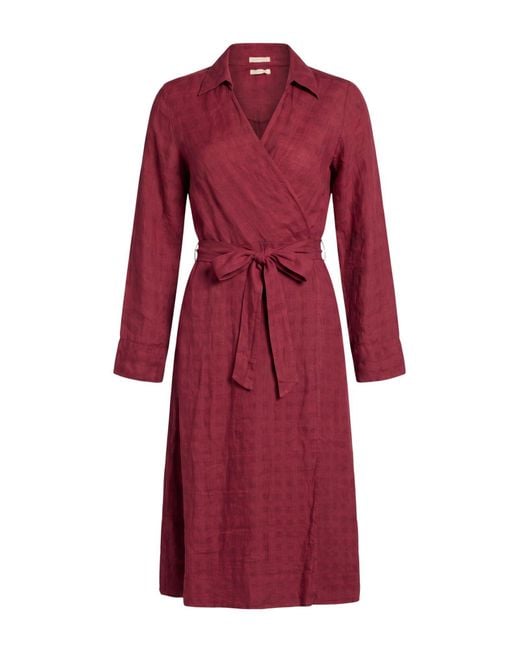 Massimo Alba Red Garnet Midi Dress Linen