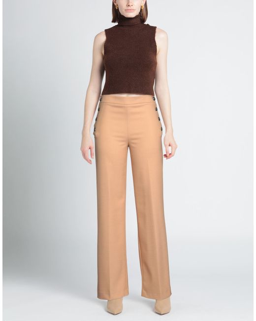Twinset Multicolor Camel Pants Polyester, Wool, Elastane