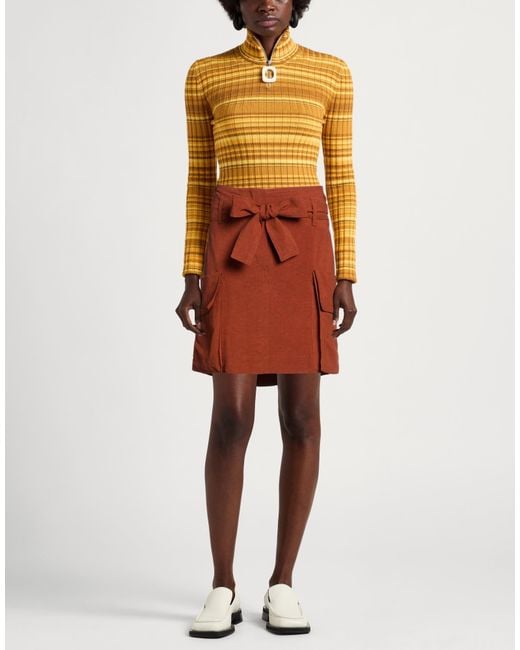 8pm Orange Mini Skirt Viscose, Linen