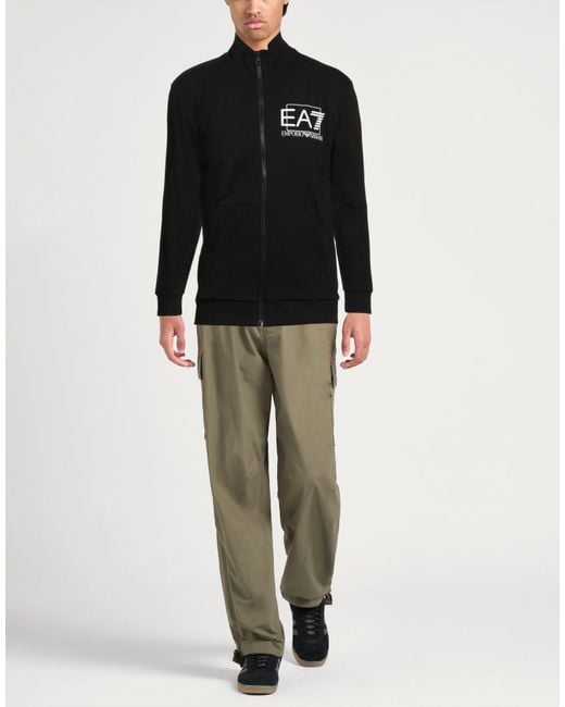 EA7 Black Sweatshirt Cotton, Elastane for men