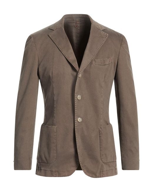 Santaniello Brown Blazer Cotton, Elastane for men