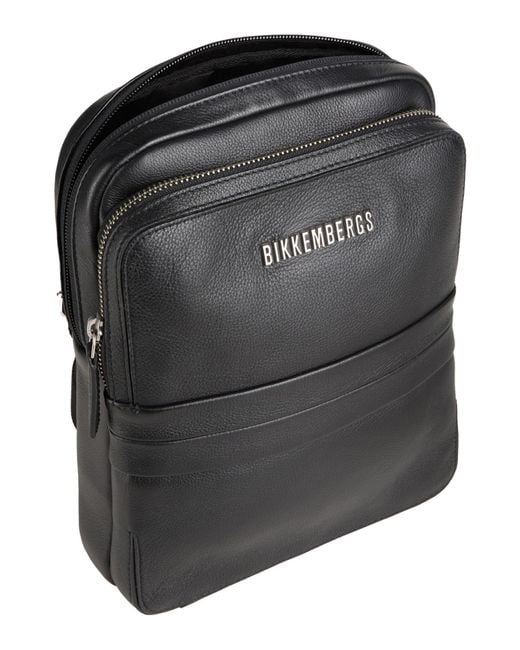 Bikkembergs Black Cross-Body Bag Cow Leather for men