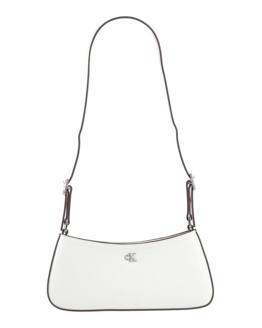 Calvin Klein White Shoulder Bag Recycled Polyester, Polyurethane