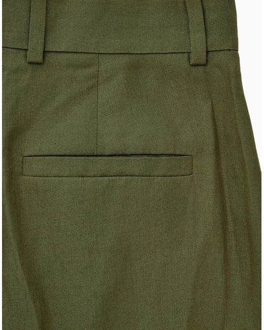 COS Green Wide-leg Linen-blend Trousers
