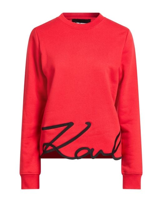 Karl Lagerfeld Red Sweatshirt Organic Cotton, Recycled Polyester