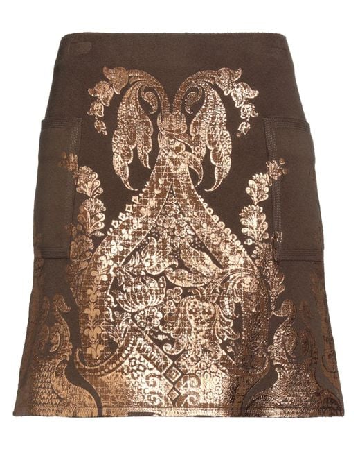 Etro Brown Mini Skirt Wool, Cashmere
