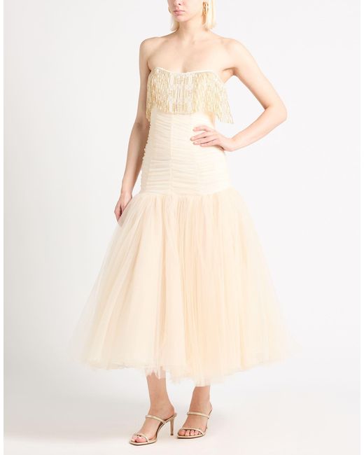 Elisabetta Franchi Natural Midi Dress Polyamide