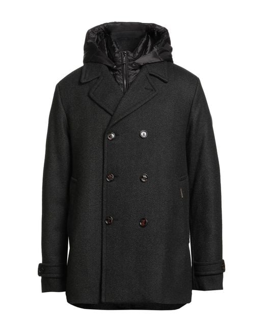 Moorer Black Dark Coat Virgin Wool, Wool, Acrylic, Elastane for men
