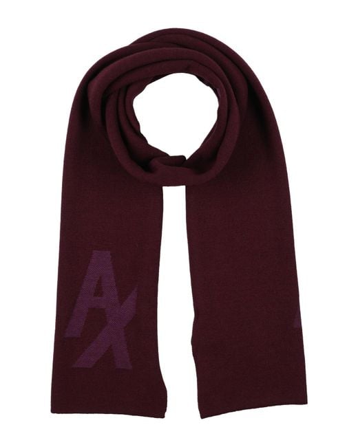 ARMANI EXCHANGE Purple Burgundy Scarf Wool, Acrylic for men