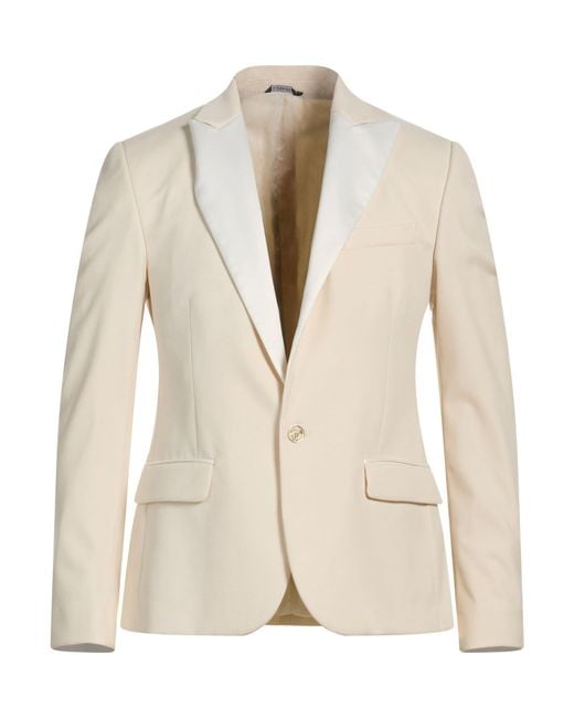 Daniele Alessandrini Natural Cream Blazer Polyester, Viscose, Elastane, Cotton for men