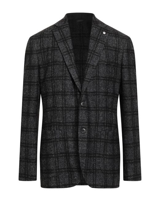 L.b.m. 1911 Black Blazer Wool, Polyamide, Viscose, Polyester for men