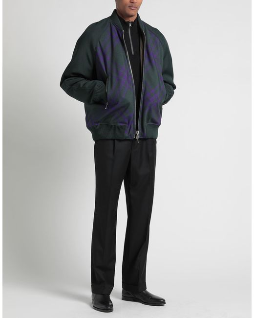 Burberry Blue Wool Bomber Jacket for men
