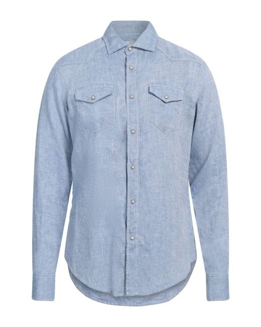 Eleventy Blue Platinum Shirt Linen for men