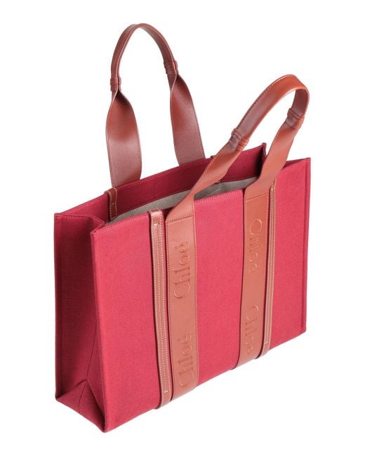 Chloé Red Handbag Textile Fibers, Leather