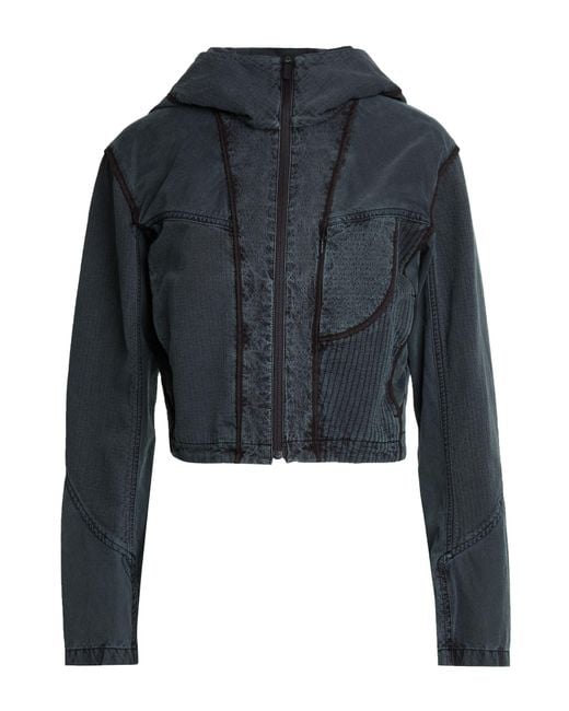 Hyein Seo Blue Charcoal Jacket Cotton, Polyurethane