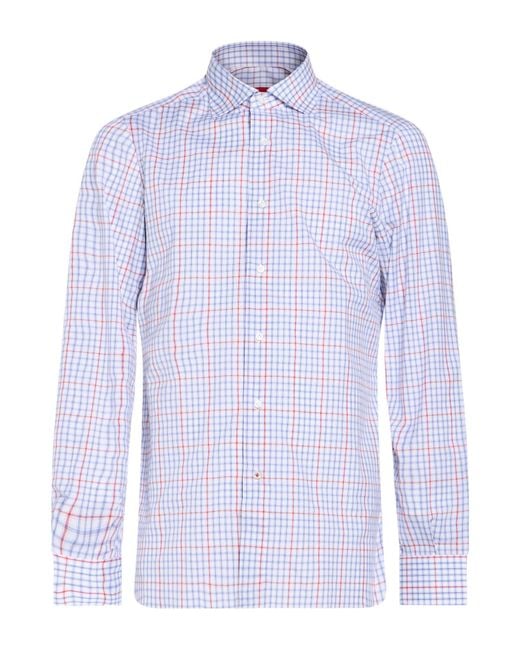 Isaia Blue Azure Shirt Cotton for men