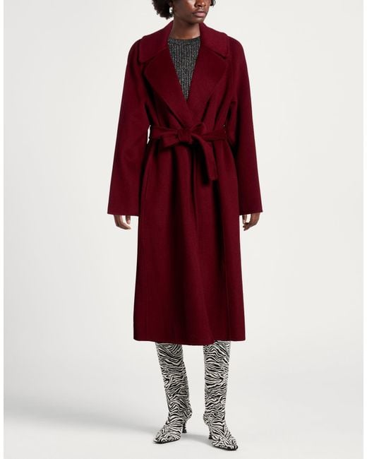 Paltò Red Fabbrica Burgundy Coat Wool, Polyester