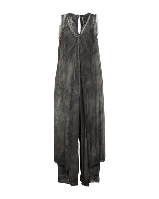 SANCTAMUERTE Gray Charcoal Jumpsuit Cotton, Viscose, Silk