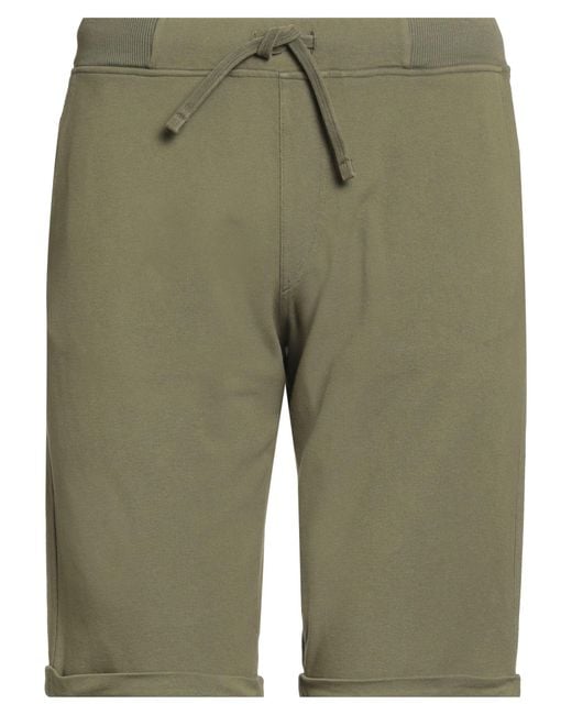 Alpha Studio Green Military Shorts & Bermuda Shorts Cotton for men