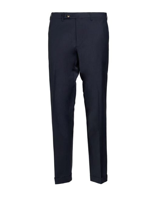 Michael Coal Blue Pants Wool, Polyester, Elastane for men