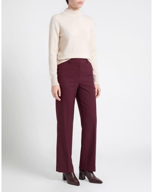 Alberta Ferretti Red Plum Pants Polyester, Virgin Wool, Viscose, Elastane