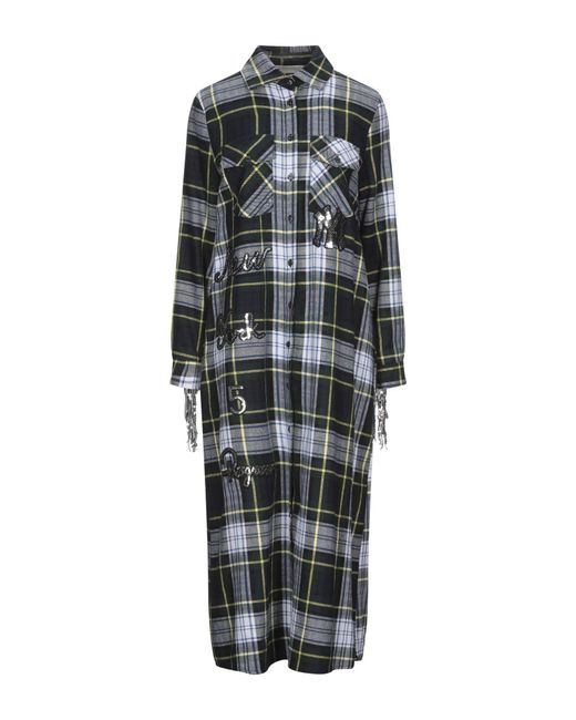 5 PROGRESS Green Midi Dress Viscose, Polyester, Wool
