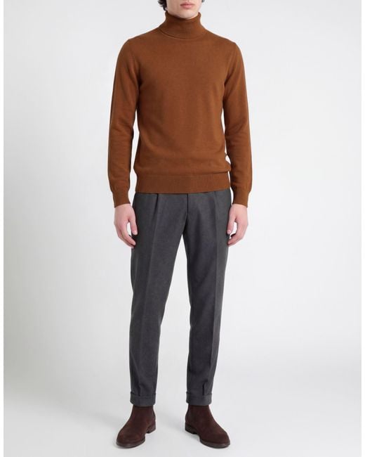 Kangra Brown Camel Turtleneck Wool, Cashmere for men