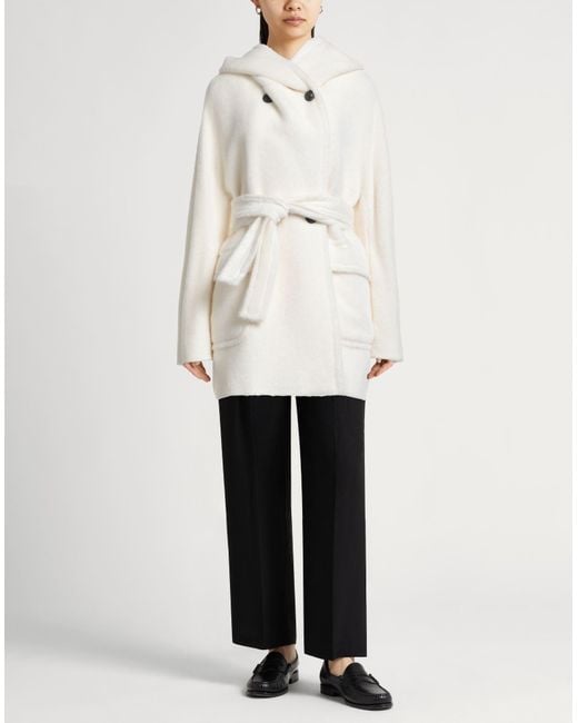 Tagliatore White Ivory Coat Alpaca Wool, Virgin Wool