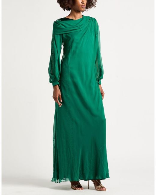 Alberta Ferretti Green Emerald Maxi Dress Silk