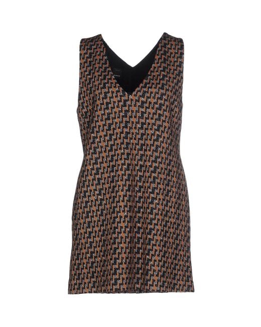 Pinko Brown Mini Dress Polyester, Virgin Wool, Polyamide