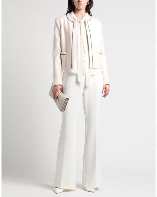 Max Mara White Ivory Jacket Viscose, Virgin Wool, Elastane