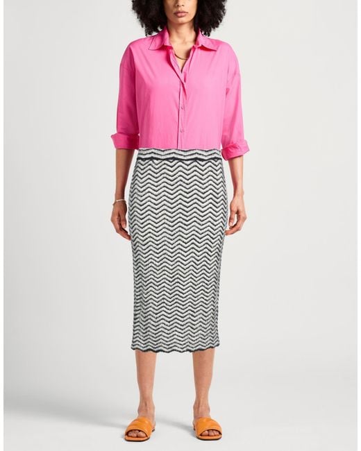 Akep Gray Midi Skirt Polyamide, Metallic Fiber, Acrylic, Nylon, Alpaca Wool