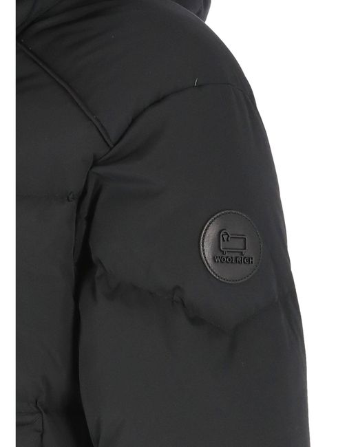 Chaqueta negra acolchada con capucha desmontable Woolrich de color Black