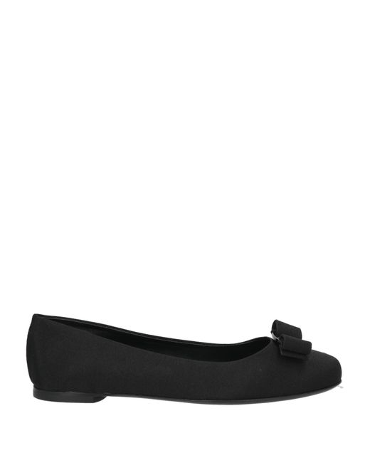 Ferragamo Black Ballet Flats Textile Fibers
