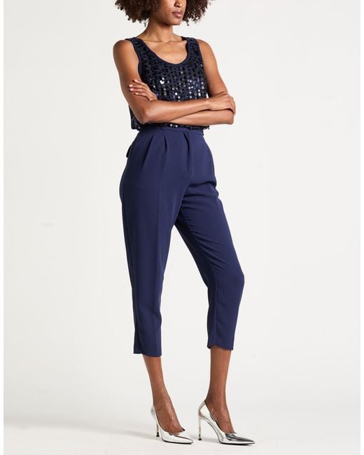 Elisabetta Franchi Blue Pants Polyester, Polyurethane