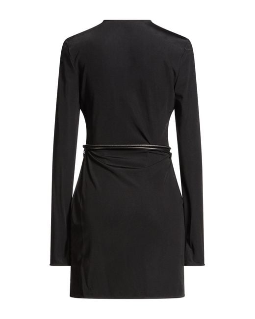 Tom Ford Black Mini Dress Viscose, Polyamide, Elastane, Lambskin