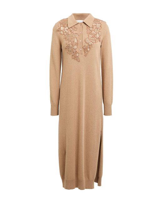 ERMANNO FIRENZE Natural Midi Dress Polyester, Polyamide, Acrylic, Wool
