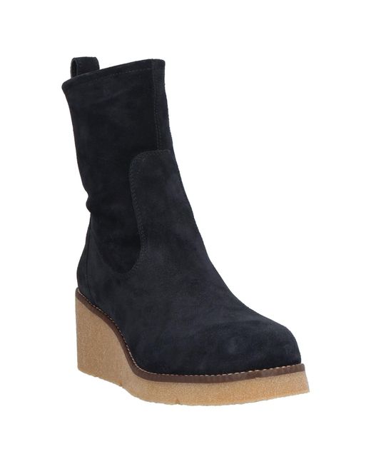 Unisa Black Midnight Ankle Boots Leather