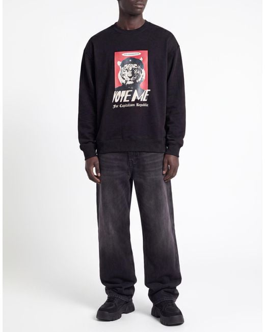 Tee Library Black Sweatshirt Cotton, Recycled Polyester for men